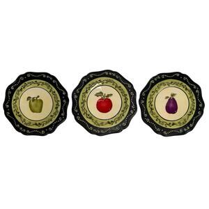 Set of 3 Vintage MWW Market Decorative Ceramic Plates – Garden Tomato Pepper